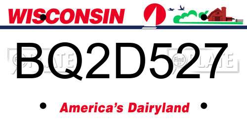 BQ2D527 Wisconsin License Plate