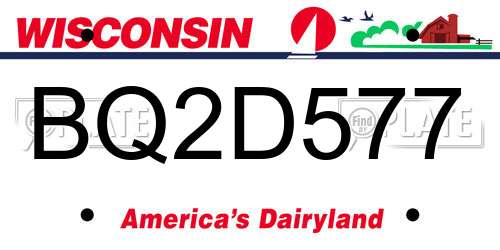 BQ2D577 Wisconsin License Plate