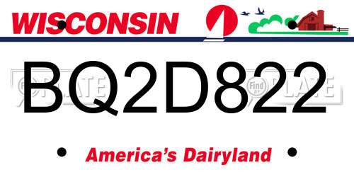 BQ2D822 Wisconsin License Plate