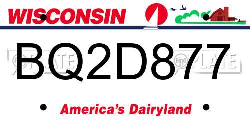 BQ2D877 Wisconsin License Plate