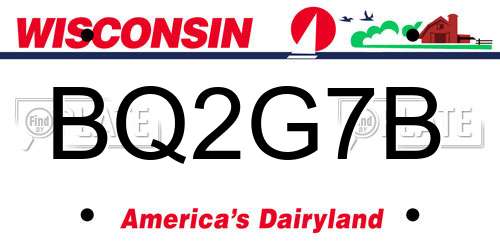 BQ2G7B Wisconsin License Plate
