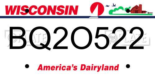 BQ2O522 Wisconsin License Plate