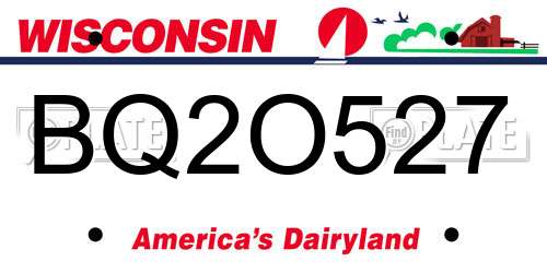 BQ2O527 Wisconsin License Plate