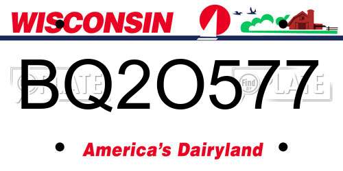 BQ2O577 Wisconsin License Plate