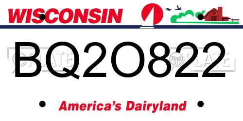 BQ2O822 Wisconsin License Plate