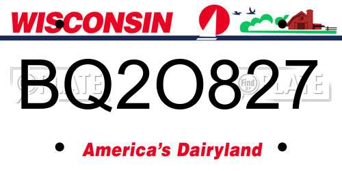 BQ2O827 Wisconsin License Plate