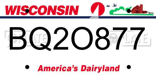 BQ2O877 Wisconsin License Plate