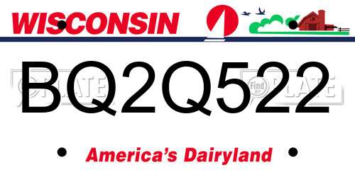 BQ2Q522 Wisconsin License Plate
