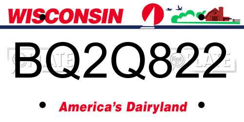 BQ2Q822 Wisconsin License Plate
