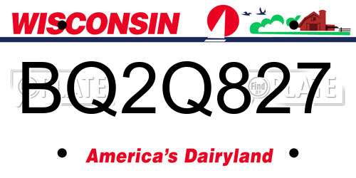 BQ2Q827 Wisconsin License Plate