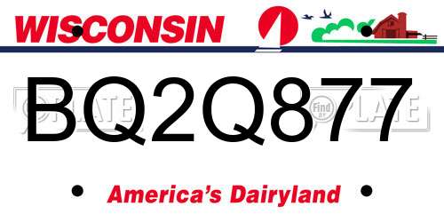 BQ2Q877 Wisconsin License Plate