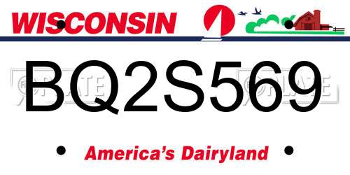 BQ2S569 Wisconsin License Plate