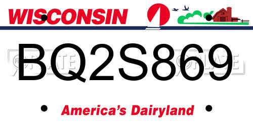 BQ2S869 Wisconsin License Plate