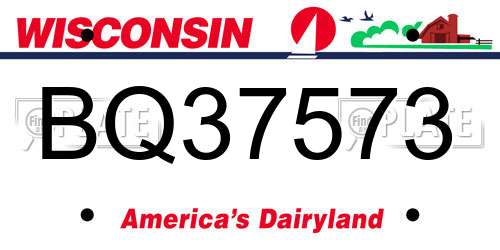 BQ37573 Wisconsin License Plate