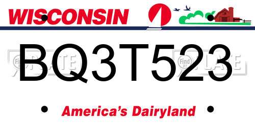 BQ3T523 Wisconsin License Plate