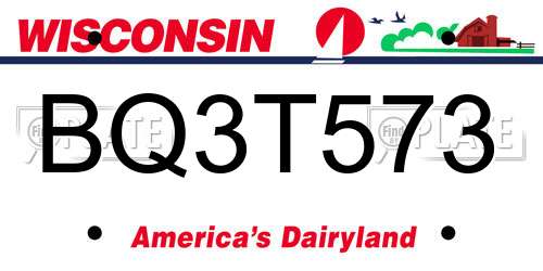 BQ3T573 Wisconsin License Plate