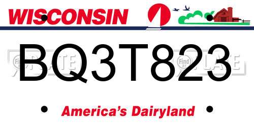 BQ3T823 Wisconsin License Plate