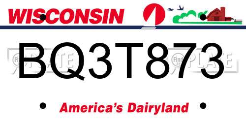 BQ3T873 Wisconsin License Plate