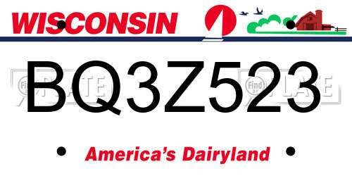 BQ3Z523 Wisconsin License Plate