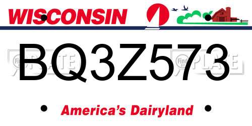 BQ3Z573 Wisconsin License Plate