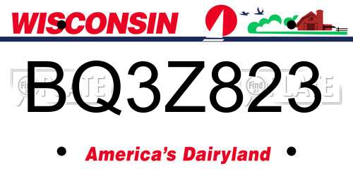 BQ3Z823 Wisconsin License Plate