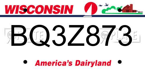 BQ3Z873 Wisconsin License Plate