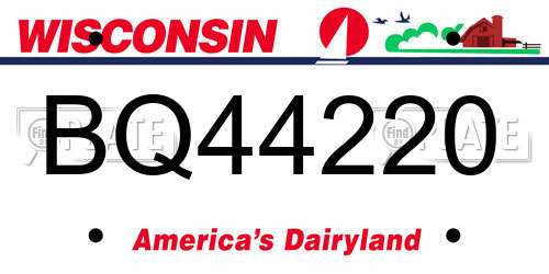 BQ44220 Wisconsin License Plate