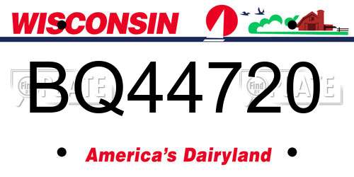 BQ44720 Wisconsin License Plate