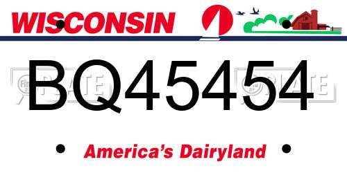 BQ45454 Wisconsin License Plate
