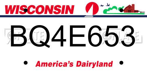 BQ4E653 Wisconsin License Plate