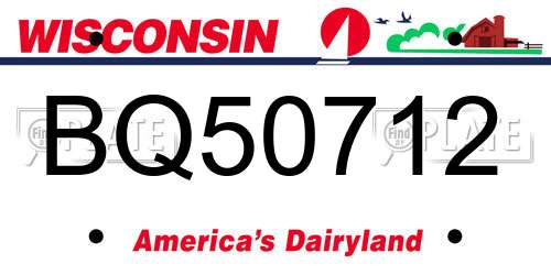 BQ50712 Wisconsin License Plate