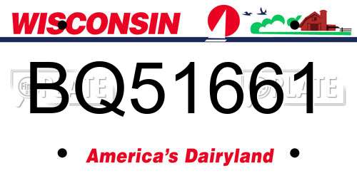 BQ51661 Wisconsin License Plate
