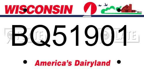 BQ51901 Wisconsin License Plate