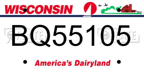BQ55105 Wisconsin License Plate