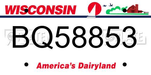 BQ58853 Wisconsin License Plate