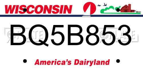 BQ5B853 Wisconsin License Plate