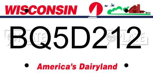 BQ5D212 Wisconsin License Plate
