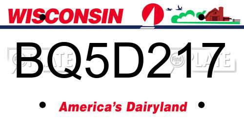 BQ5D217 Wisconsin License Plate