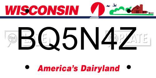 BQ5N4Z Wisconsin License Plate