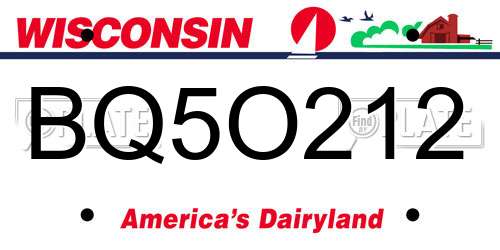 BQ5O212 Wisconsin License Plate