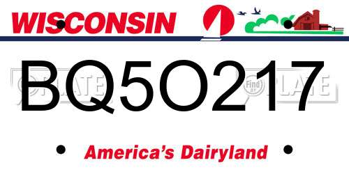 BQ5O217 Wisconsin License Plate
