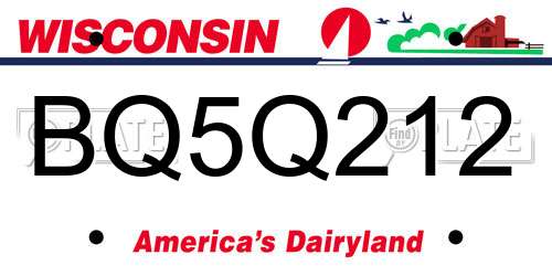 BQ5Q212 Wisconsin License Plate