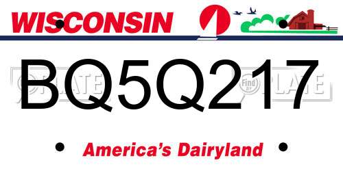 BQ5Q217 Wisconsin License Plate