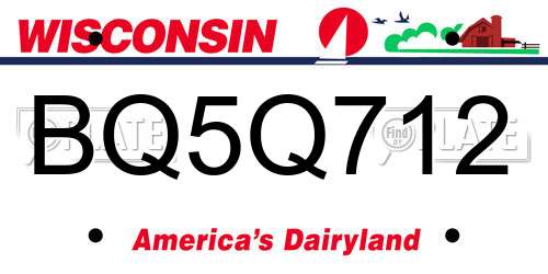 BQ5Q712 Wisconsin License Plate