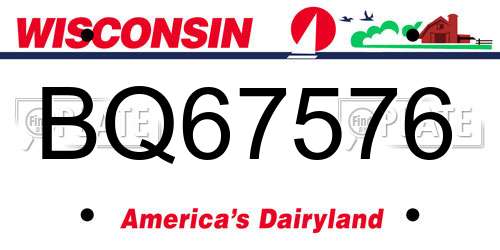 BQ67576 Wisconsin License Plate