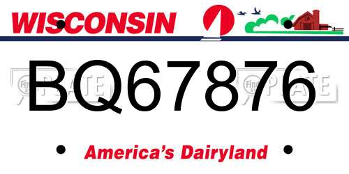 BQ67876 Wisconsin License Plate
