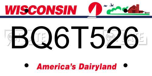 BQ6T526 Wisconsin License Plate
