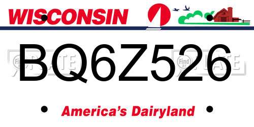 BQ6Z526 Wisconsin License Plate