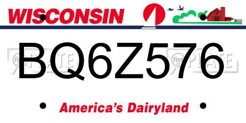 BQ6Z576 Wisconsin License Plate