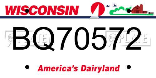 BQ70572 Wisconsin License Plate
